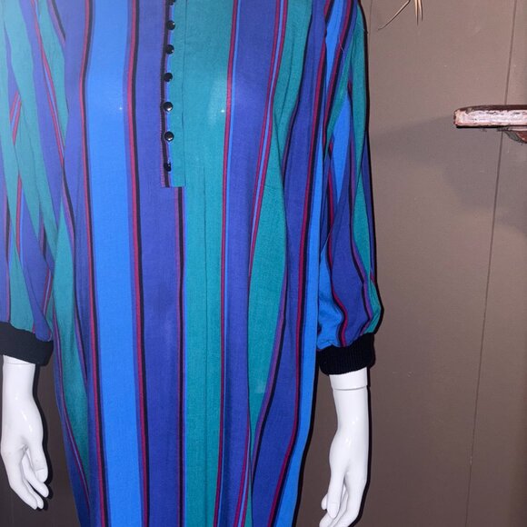 Vintage Shirley K Striped  Dress Sz 10 - Picture 5 of 9